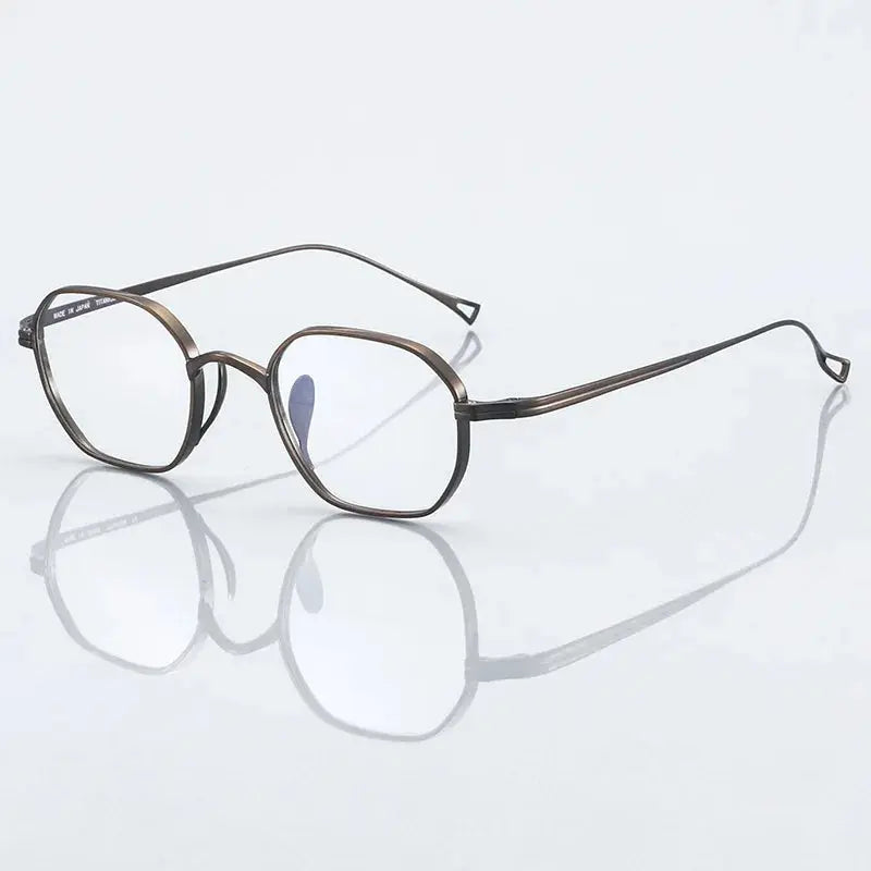 Unisex Polygon Full Rim Titanium Flat Top Prescription Glasses 389917 — view 6 | Rx Spectacle