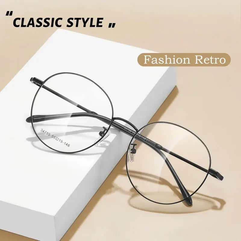 Unisex Round Full Rim Alloy Oversized Prescription Glasses 34759 — view 3 | Rx Spectacle