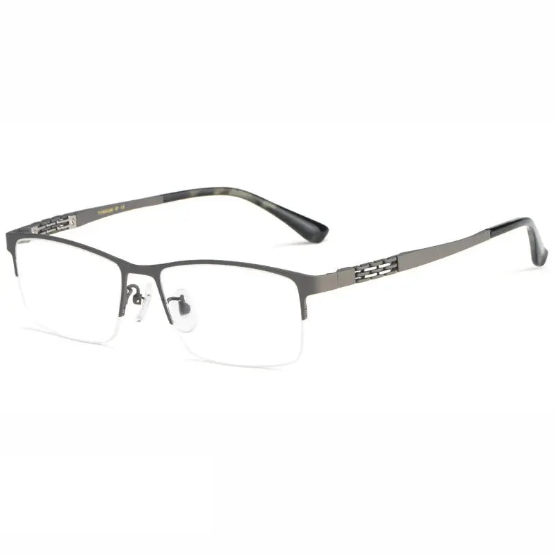 Men's Square Semi-Rimless Titanium Prescription Glasses 94099 — view 3 | Rx Spectacle