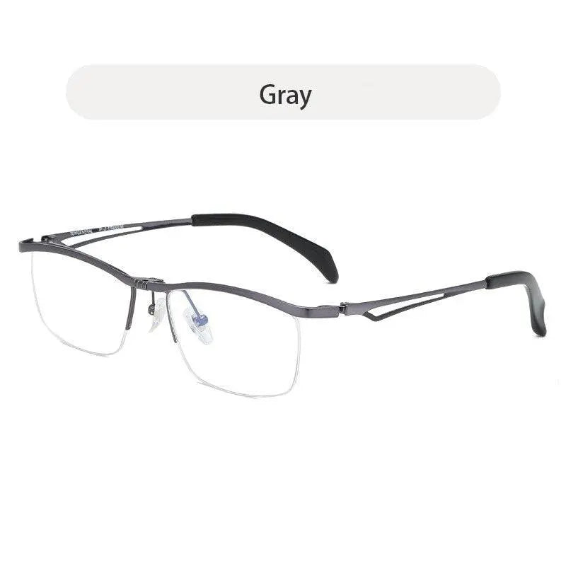 Unisex Rectangular Semi-Rimless Titanium Prescription Glasses T18044 — view 8 | Rx Spectacle