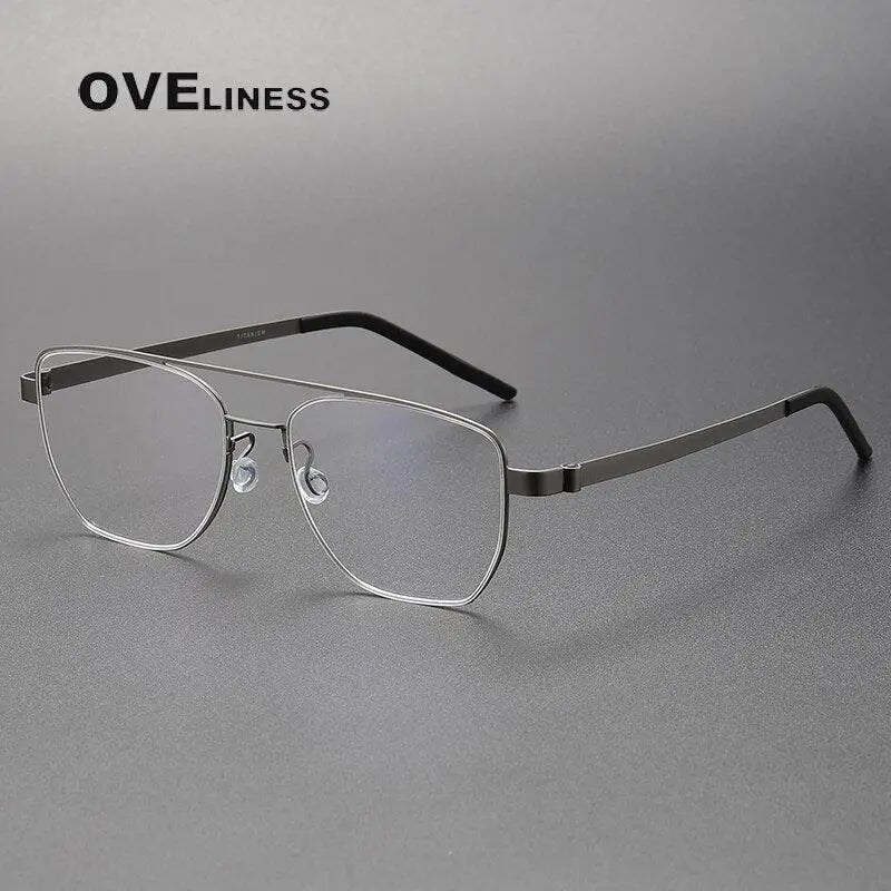 Unisex Square Full Rim Titanium Double Bridge Prescription Glasses 9622 — view 8 | Rx Spectacle