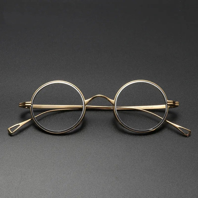 Unisex Round Full Rim Titanium Prescription Glasses Km123 — view 6 | Rx Spectacle