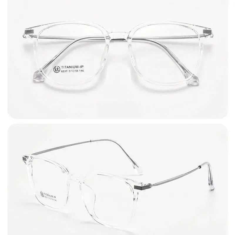 Unisex Square Full Rim Titanium Prescription Glasses 6830 — view 10 | Rx Spectacle