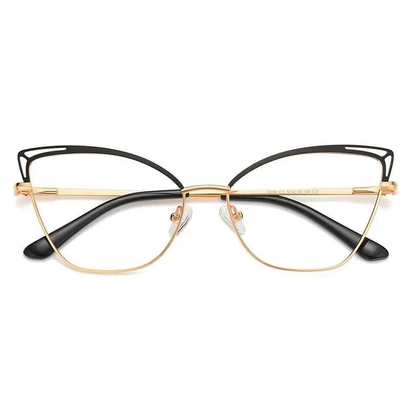 Women's Cat Eye Full Rim Alloy Prescription Glasses 3038 — view 6 | Rx Spectacle