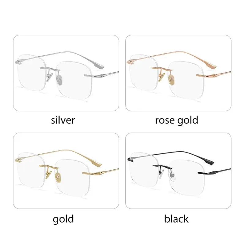 Men's Square Rimless Titanium Prescription Glasses 99219 — view 3 | Rx Spectacle