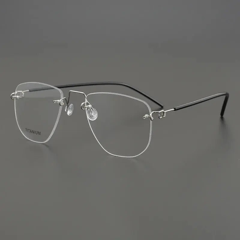Women's Square Rimless Titanium Screwless Prescription Glasses 195132 — view 3 | Rx Spectacle