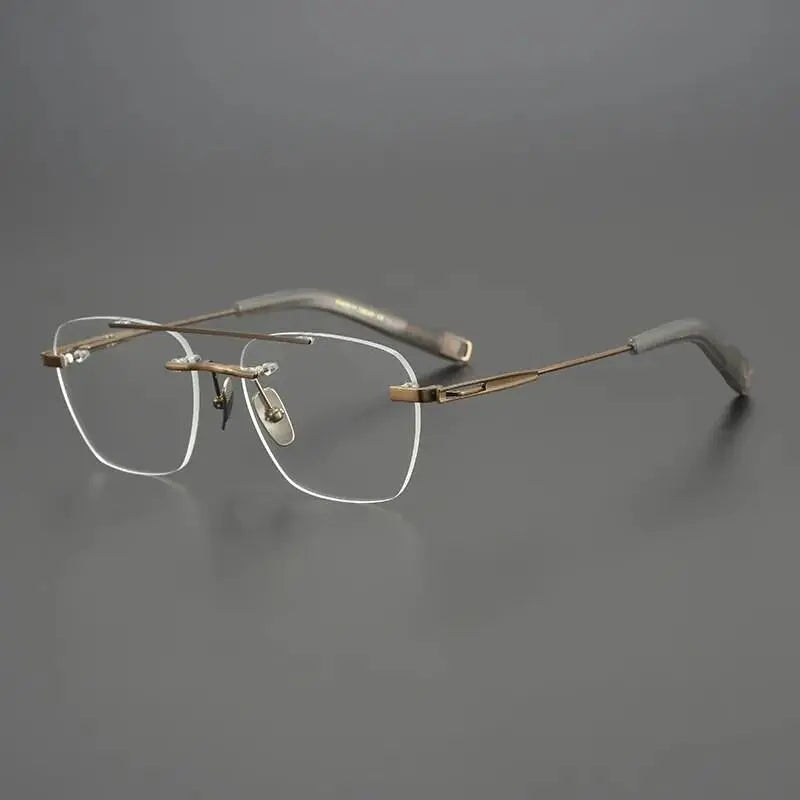 Unisex Square Rimless Titanium Double Bridge Prescription Glasses Dtx419 — view 2 | Rx Spectacle