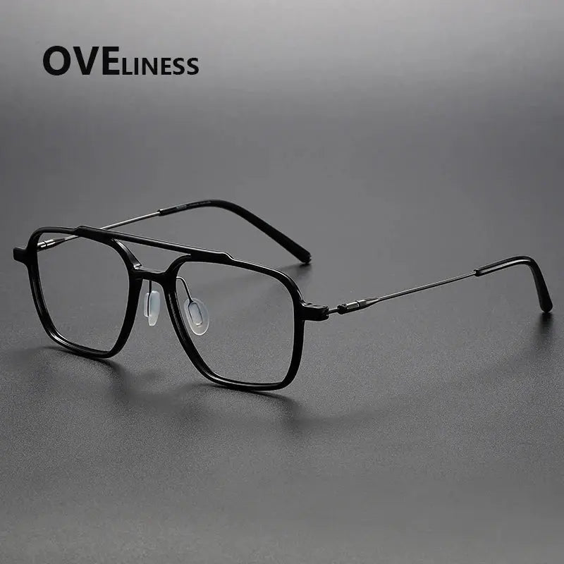 Unisex Square Full Rim Titanium Double Bridge Prescription Glasses 88658 — view 6 | Rx Spectacle