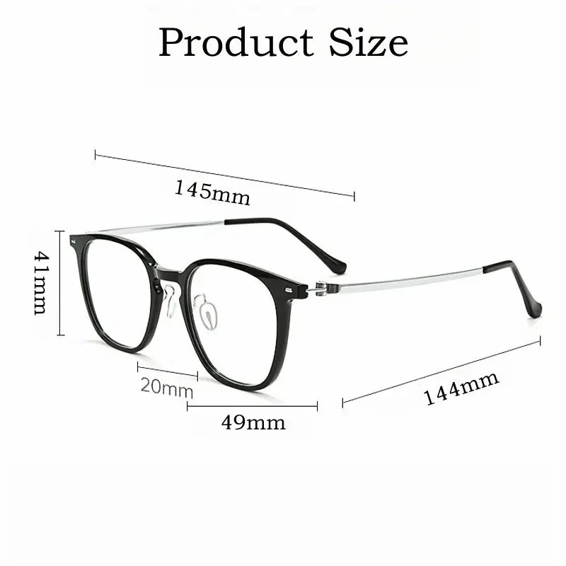 Unisex Square Full Rim Titanium Prescription Glasses Y9613 — view 3 | Rx Spectacle