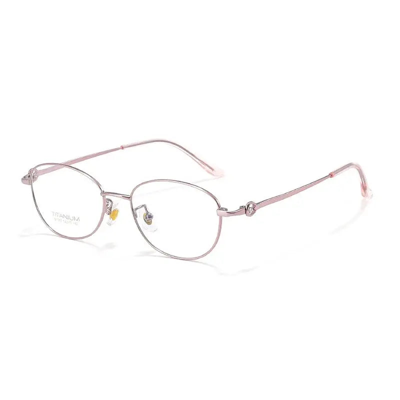 Women's Oval Full Rim Titanium Prescription Glasses 7017 — view 3 | Rx Spectacle