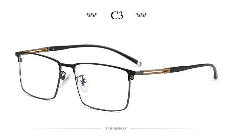 Men's Square Full Rim Titanium Prescription Glasses T8607t — view 12 | Rx Spectacle