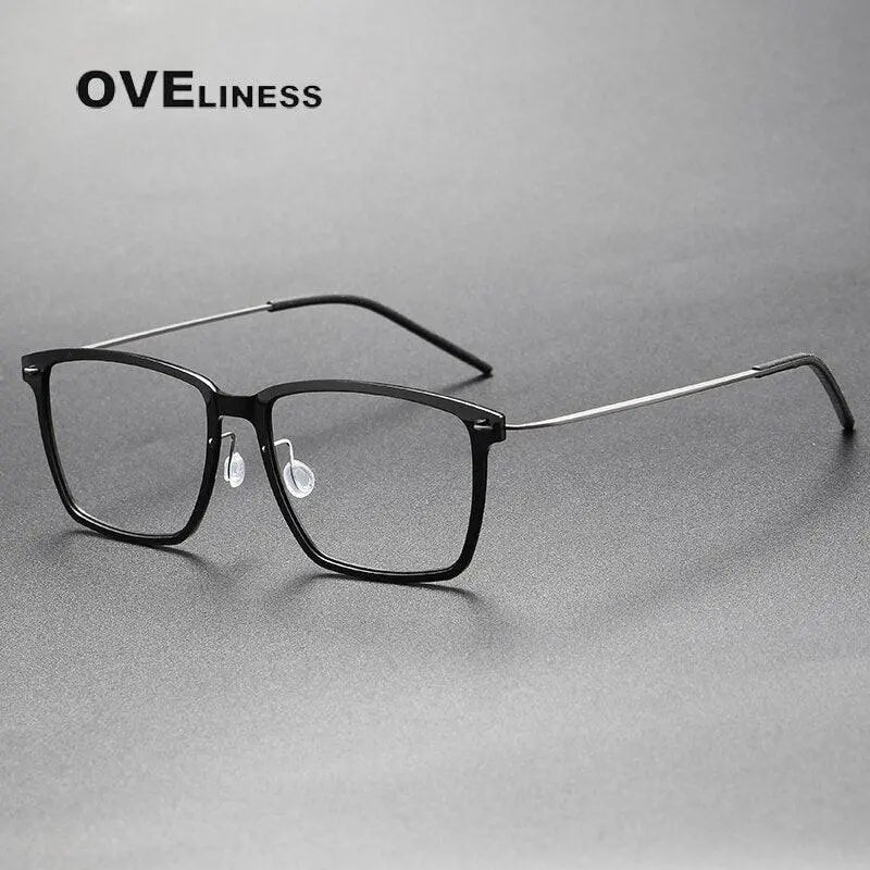 Unisex Square Full Rim Titanium Screwless Prescription Glasses 6505 — view 5 | Rx Spectacle