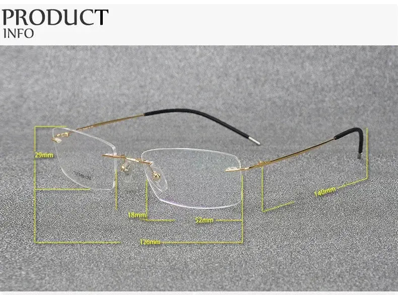 Women's Square Rimless Titanium Prescription Glasses 96210 — view 4 | Rx Spectacle