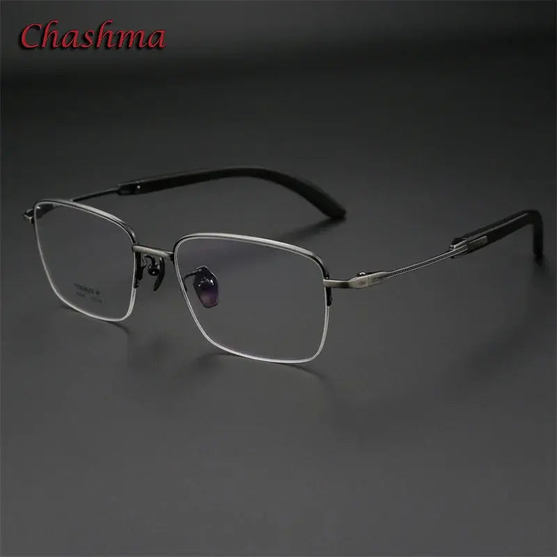 Unisex Square Semi-Rimless Titanium Prescription Glasses 312326 — view 4 | Rx Spectacle