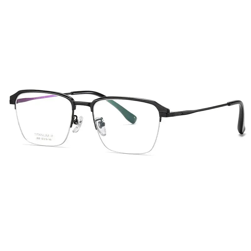 Men's Square Semi-Rimless Titanium Prescription Glasses Yj2032 — view 5 | Rx Spectacle