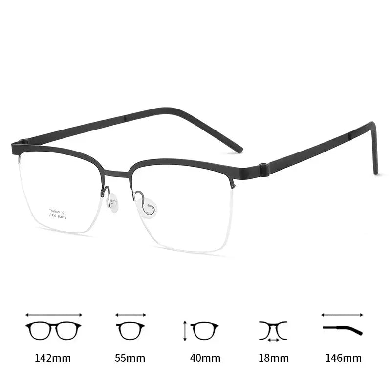Men's Square Semi-Rimless Titanium Prescription Glasses 367427 — view 3 | Rx Spectacle