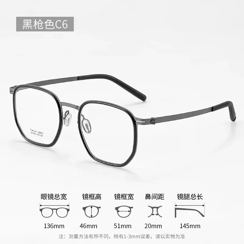 Unisex Square Full Rim Titanium Prescription Glasses J2603 — view 9 | Rx Spectacle