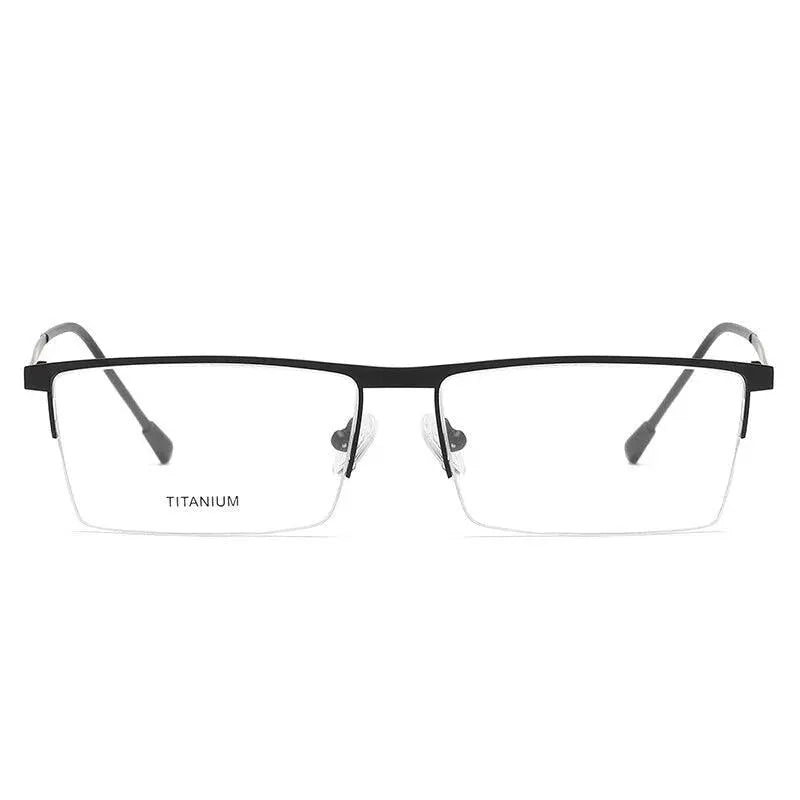 Men's Square Semi-Rimless Titanium Prescription Glasses P8826 — view 9 | Rx Spectacle