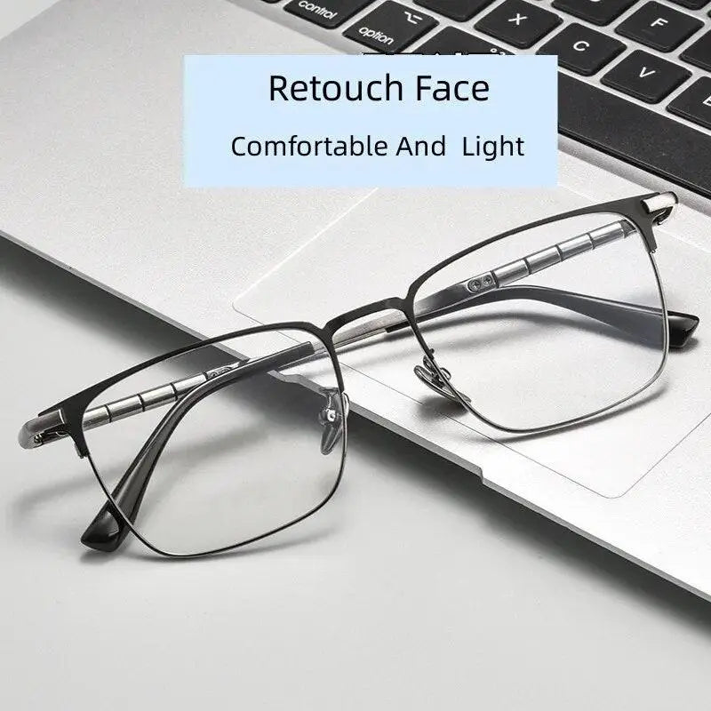Unisex Square Full Rim Titanium Prescription Glasses 9009t — view 2 | Rx Spectacle