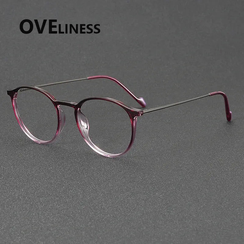 Women's Round Full Rim Titanium Prescription Glasses 72347 — view 6 | Rx Spectacle