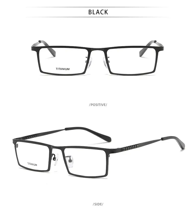 Men's Square Full Rim Titanium Prescription Glasses P8808 — view 15 | Rx Spectacle