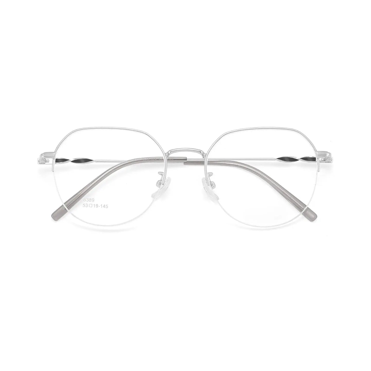 Unisex Polygon Semi-Rimless Alloy Flat Top Prescription Glasses 636389 — view 4 | Rx Spectacle