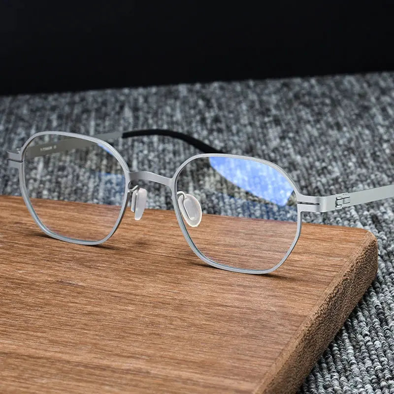 Unisex Polygon Full Rim Titanium Screwless Prescription Glasses 80993 — view 6 | Rx Spectacle