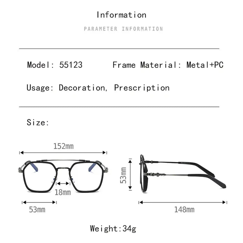 Men's Square Full Rim Titanium Prescription Glasses 55132 — view 2 | Rx Spectacle