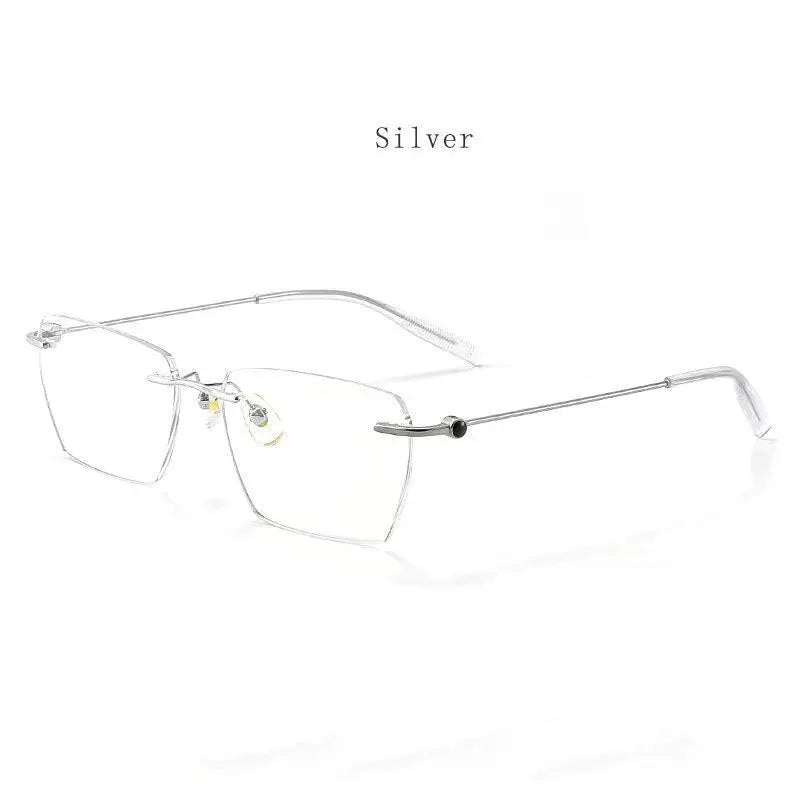 Unisex Square Rimless Titanium Prescription Glasses 71327 — view 8 | Rx Spectacle