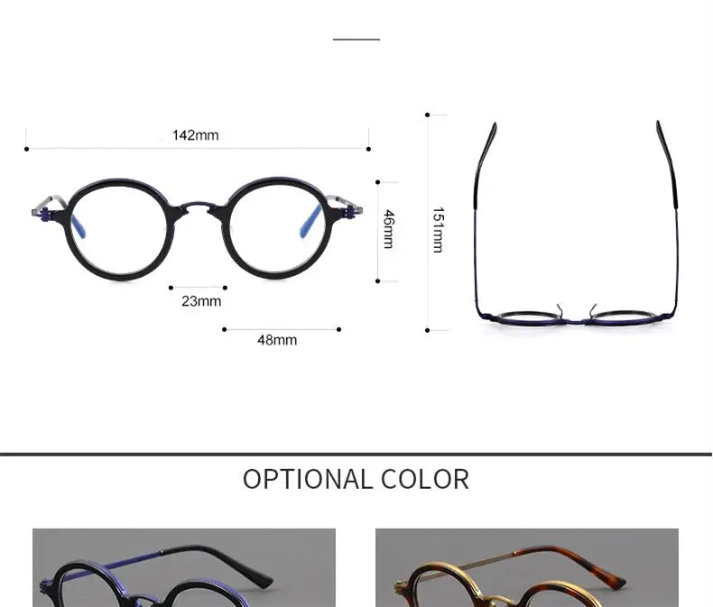 Unisex Round Full Rim Titanium Prescription Glasses 45899 — view 2 | Rx Spectacle