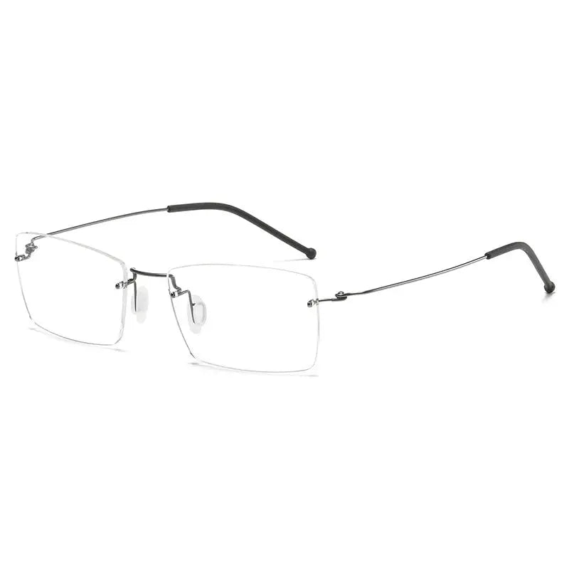 Unisex Square Rimless Titanium Prescription Glasses T5935 — view 7 | Rx Spectacle