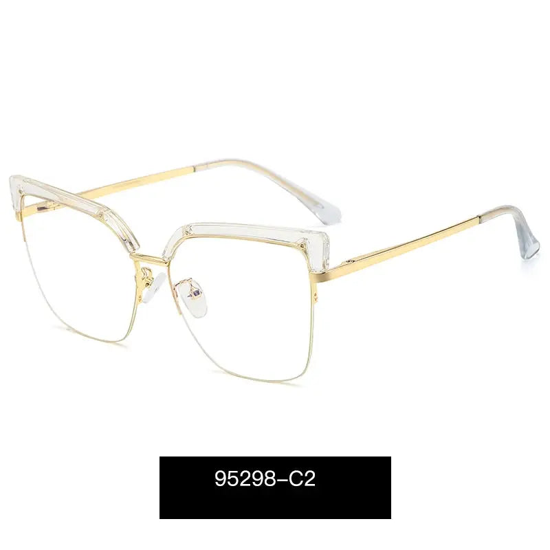 Women's Cat Eye Semi-Rimless TR90 Prescription Glasses 95298 — view 4 | Rx Spectacle