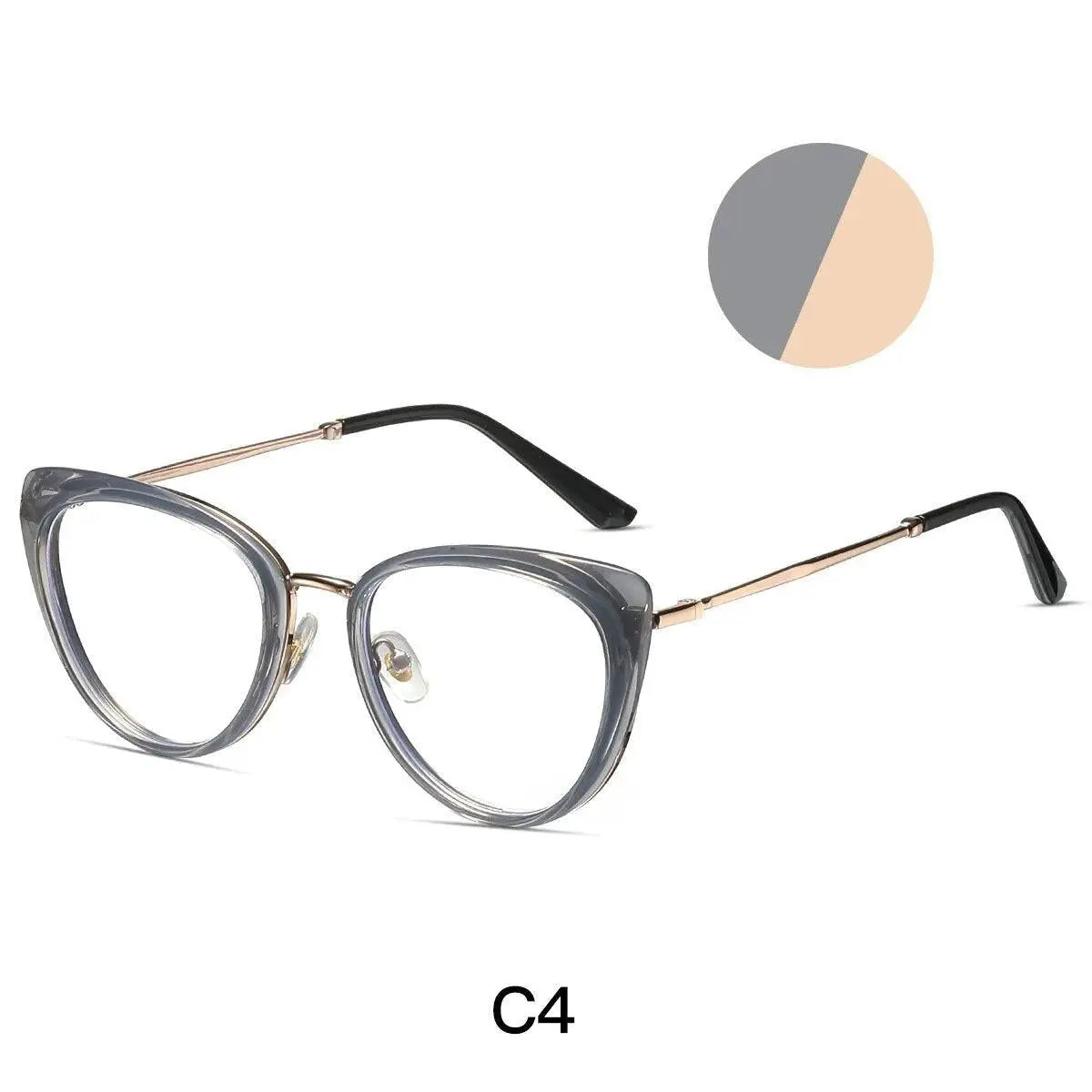 Women's Cat Eye Full Rim Alloy Prescription Glasses 87007 — view 10 | Rx Spectacle