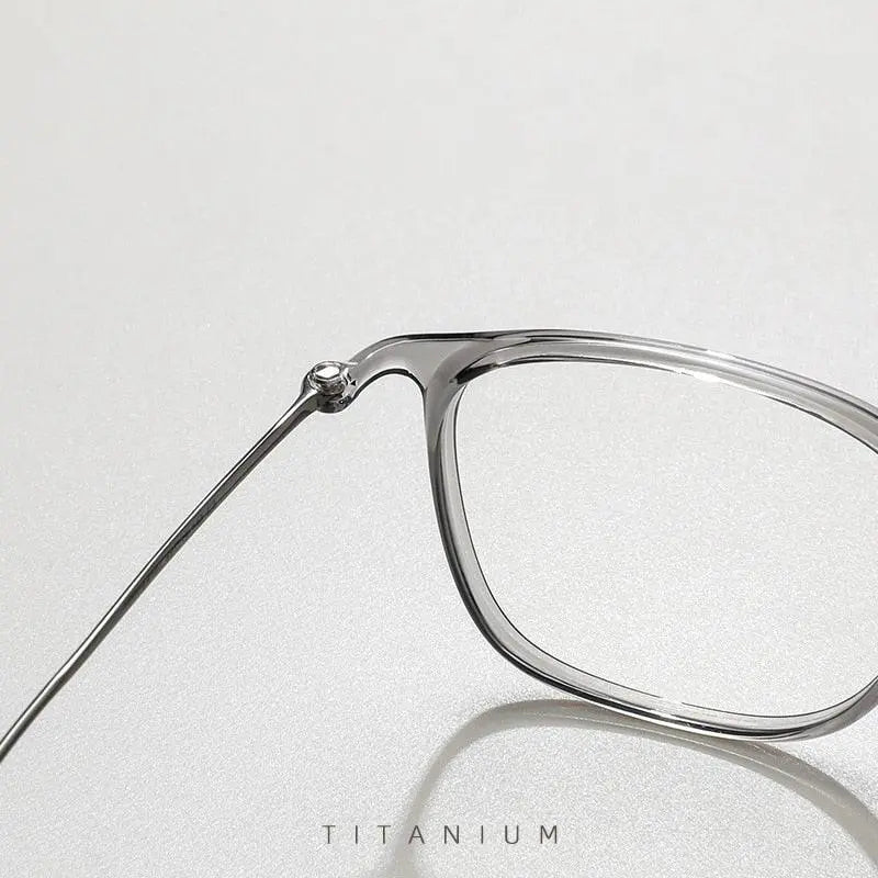 Unisex Square Full Rim Titanium Prescription Glasses L9107 — view 9 | Rx Spectacle