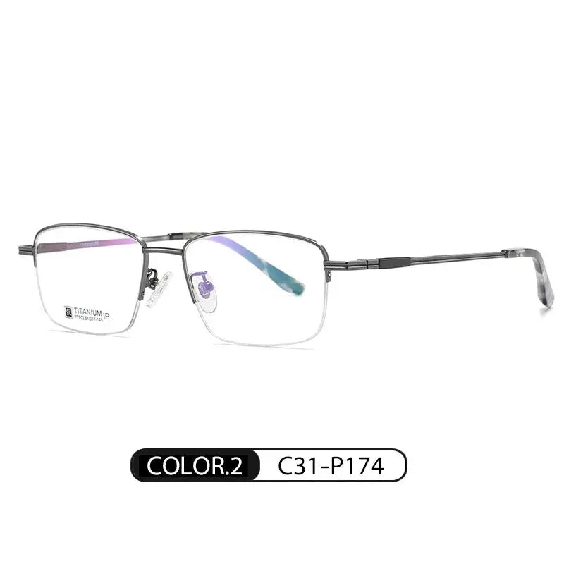 Men's Rectangular Semi-Rimless Titanium Prescription Glasses 902000 — view 3 | Rx Spectacle