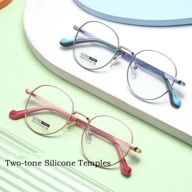 Unisex Round Full Rim Titanium Prescription Glasses 7519s — view 6 | Rx Spectacle