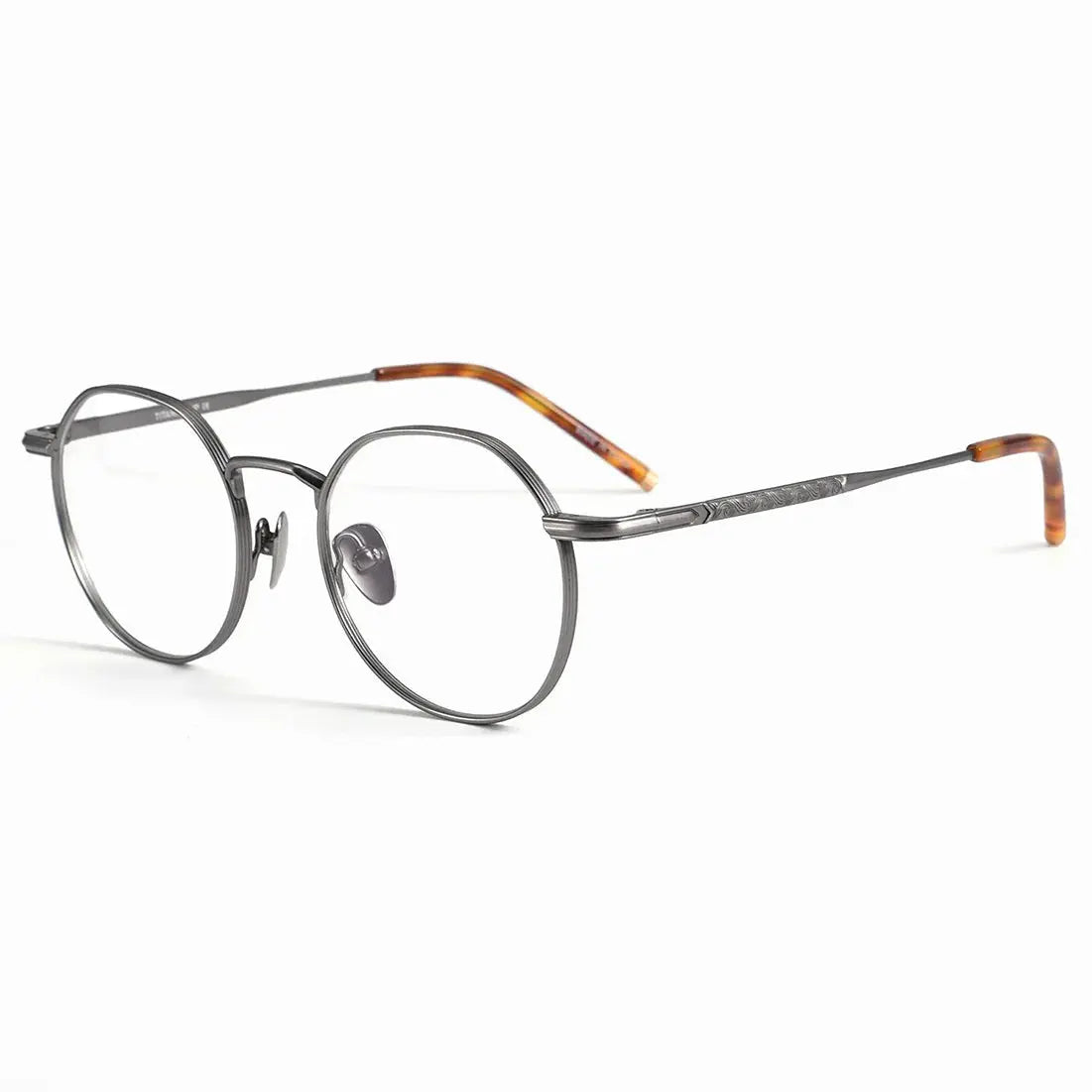 Unisex Round Full Rim Titanium Flat Top Prescription Glasses 49140 — view 3 | Rx Spectacle