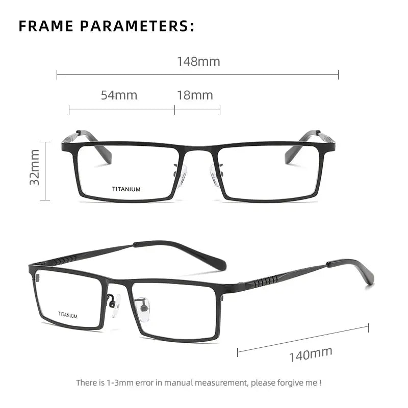 Men's Square Full Rim Titanium Prescription Glasses P8808 — view 16 | Rx Spectacle
