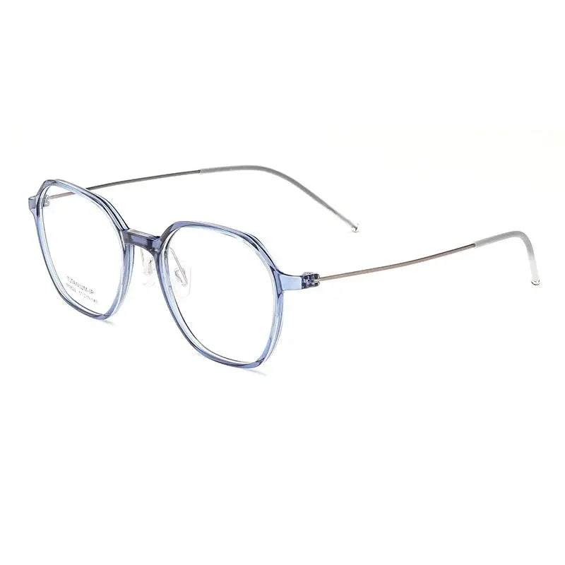 Women's Polygon Full Rim Titanium Flat Top Prescription Glasses 75823 — view 6 | Rx Spectacle