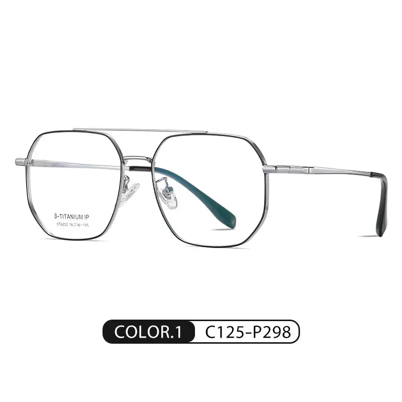 Unisex Square Full Rim Titanium Double Bridge Prescription Glasses 6222 — view 3 | Rx Spectacle