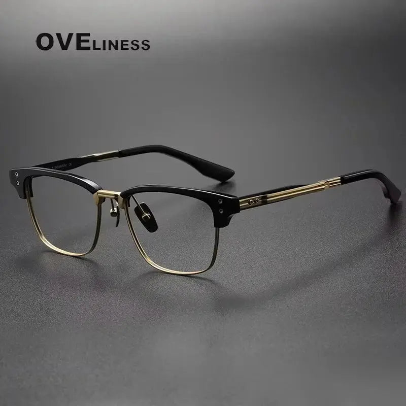 Unisex Square Full Rim Titanium Prescription Glasses 614132 — view 5 | Rx Spectacle