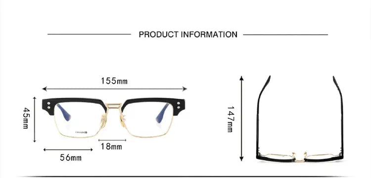 Unisex Square Full Rim Titanium Oversized Prescription Glasses D410 — view 7 | Rx Spectacle