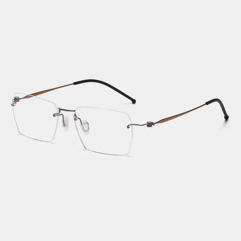 Unisex Square Rimless Titanium Screwless Prescription Glasses 5937 — view 9 | Rx Spectacle