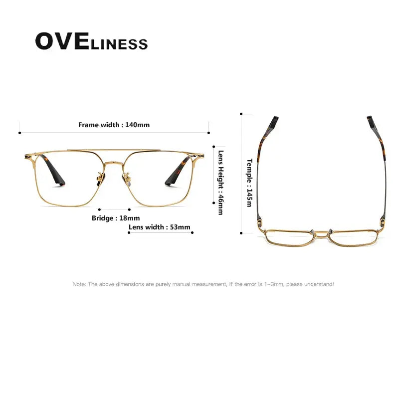 Unisex Square Full Rim Titanium Double Bridge Prescription Glasses 381000 — view 2 | Rx Spectacle