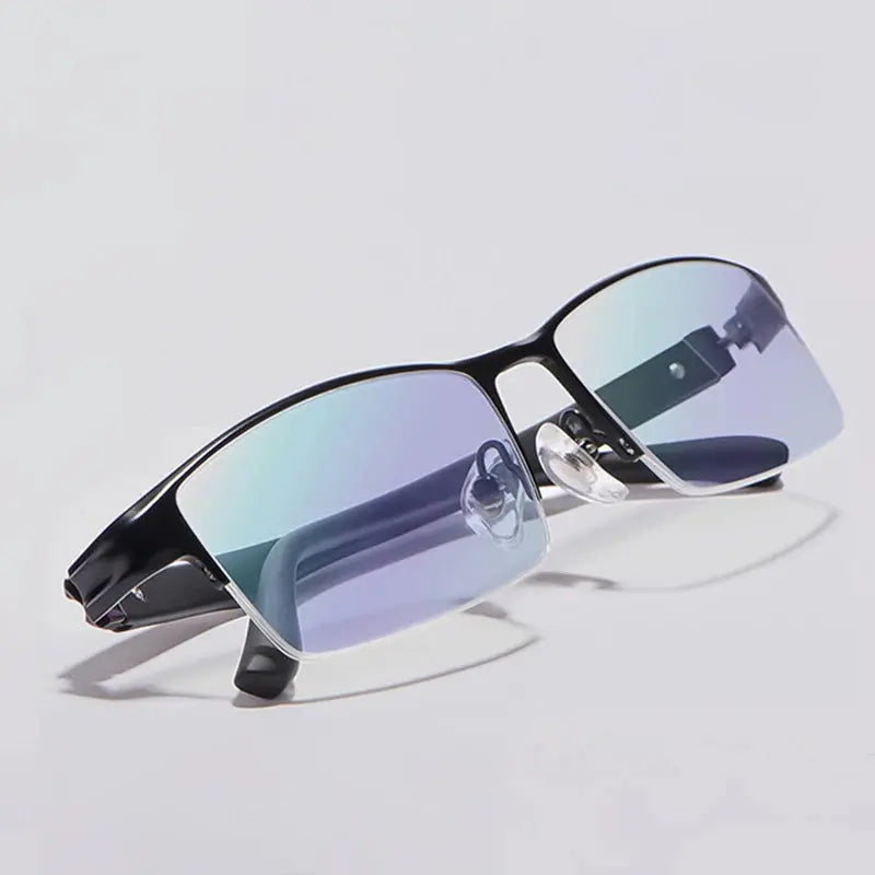 Unisex Browline Semi-Rimless Alloy Prescription Glasses 71801 — view 1 | Rx Spectacle