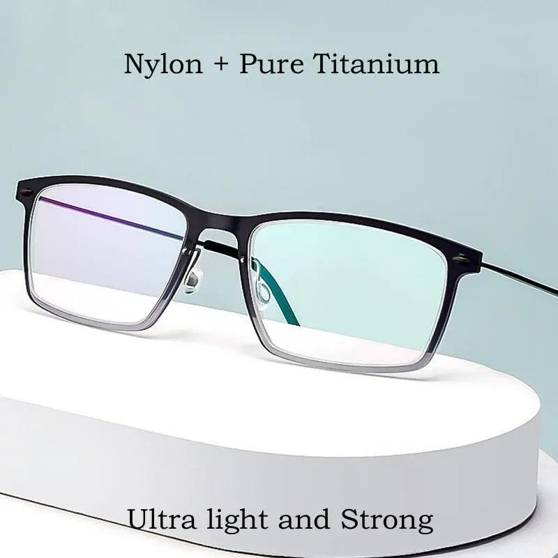 Unisex Square Full Rim Titanium Screwless Prescription Glasses 6544ND — view 9 | Rx Spectacle
