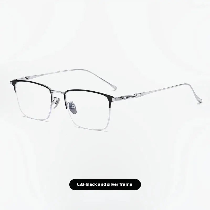 Unisex Browline Semi-Rimless Titanium Oversized Prescription Glasses 729011 — view 5 | Rx Spectacle