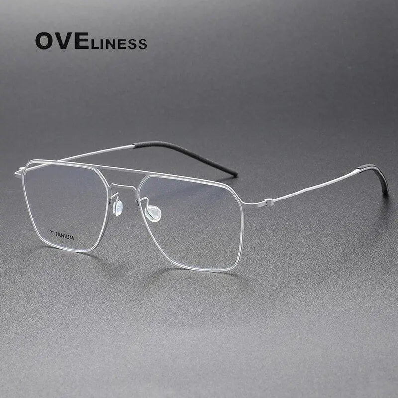 Unisex Square Full Rim Titanium Double Bridge Prescription Glasses 5517 — view 3 | Rx Spectacle