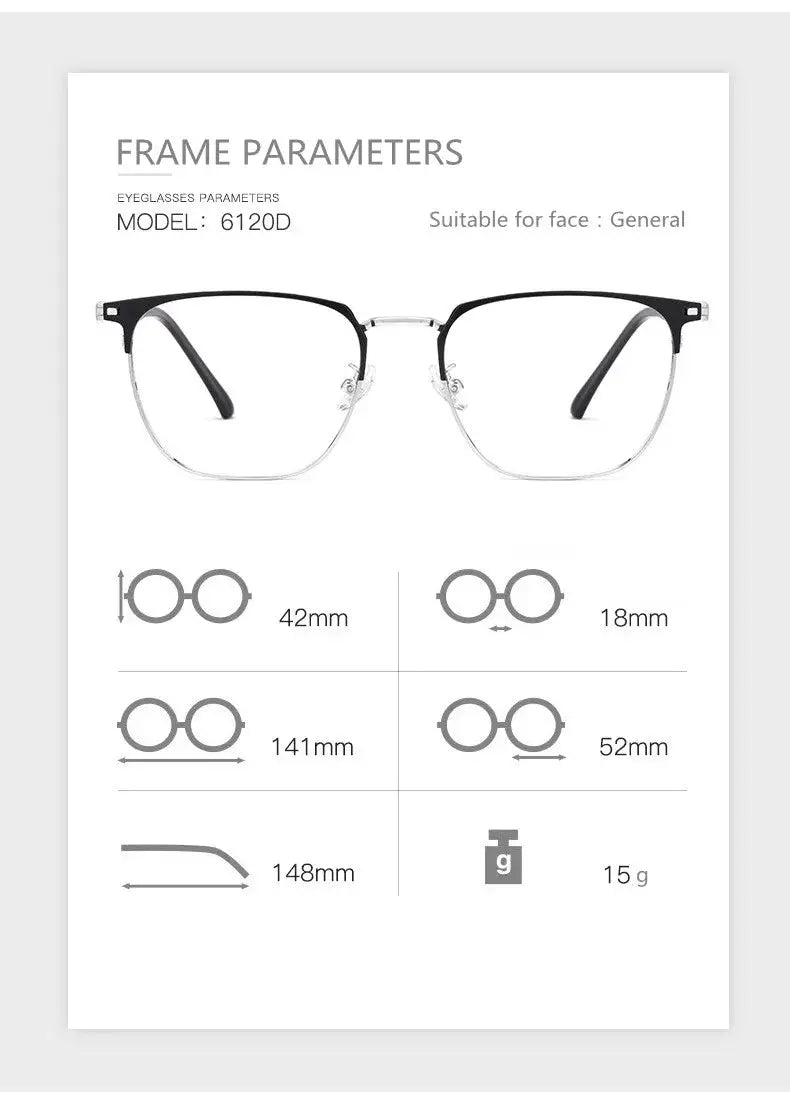Unisex Square Full Rim Titanium Reading Glasses 6120 — view 14 | Rx Spectacle