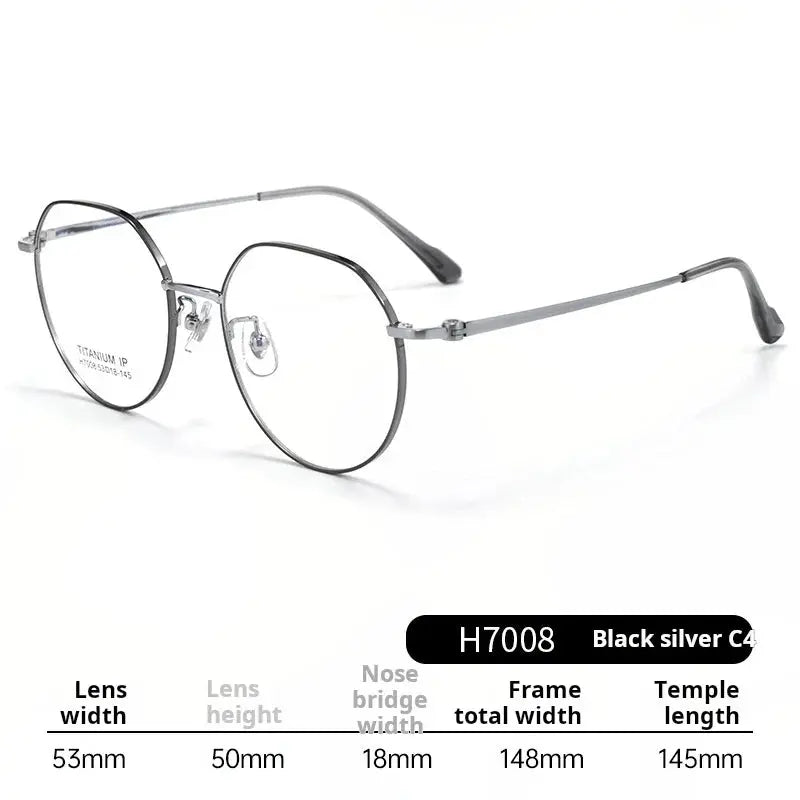 Unisex Round Full Rim Titanium Flat Top Prescription Glasses 77008 — view 3 | Rx Spectacle